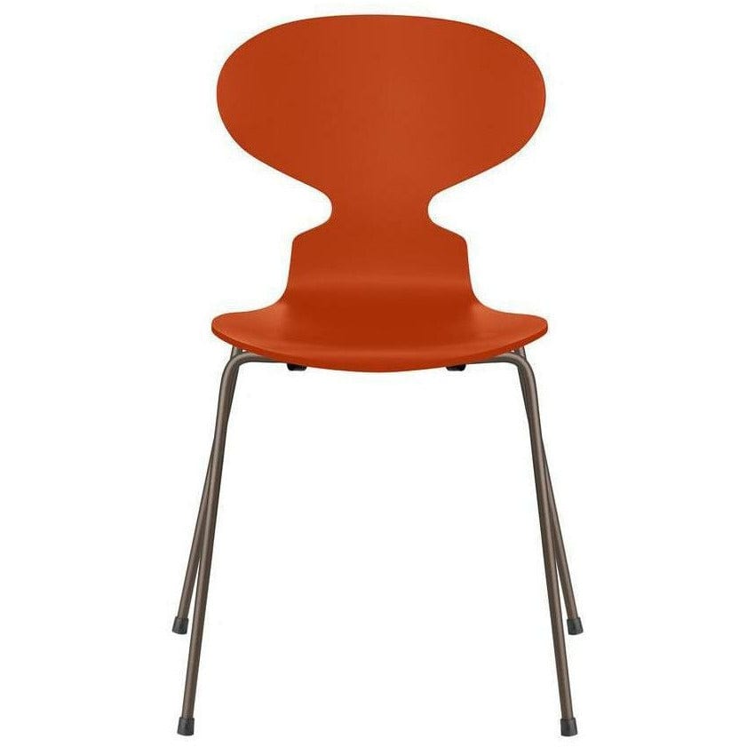 Fritz Hansen Ant Chair Lacquered Paradise Orange Bowl, hnědá bronzová základna