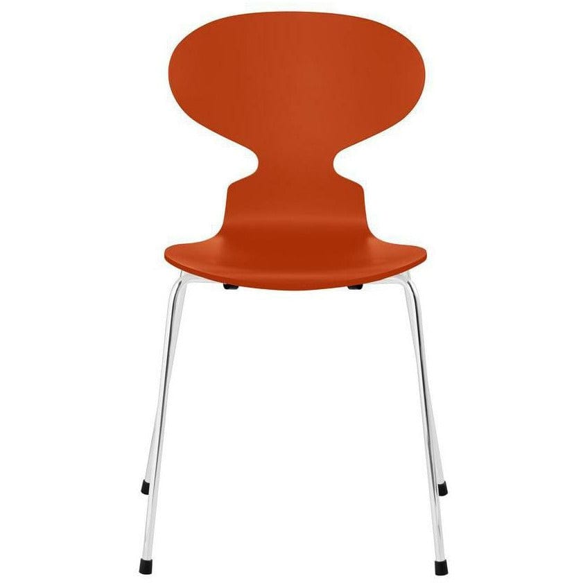 Fritz Hansen Ant Chair Lacquered Paradise Orange Bowl, Chrometed Steel Base