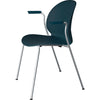 Fritz Hansen N02 Recycle Chair With Armrest Chrome Plated Steel 4 Legged, Dark Blue