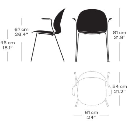 Fritz Hansen N02 Recycle Chair With Armrest Chromed Steel 4 Legged, White