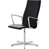 Fritz Hansen Oxford Classic Swivel Chracchair Leather Middle Backrest, Essential Black