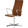 Fritz Hansen Oxford Classic Swivel Charchir Leather Middle Backrest, Grace Walnut