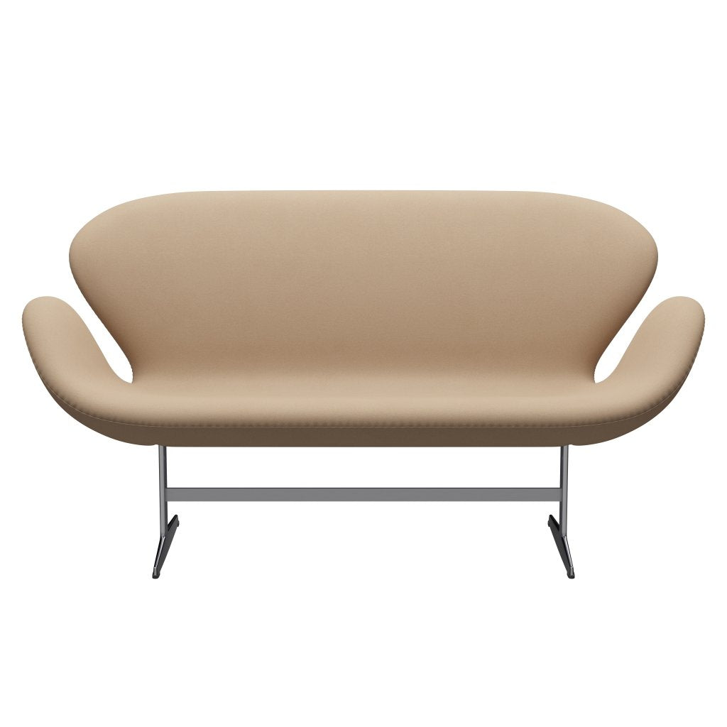 Fritz Hansen Swan Sofa 2 Seater, satén kartáčovaný hliník/pohodlí béžové (61003)