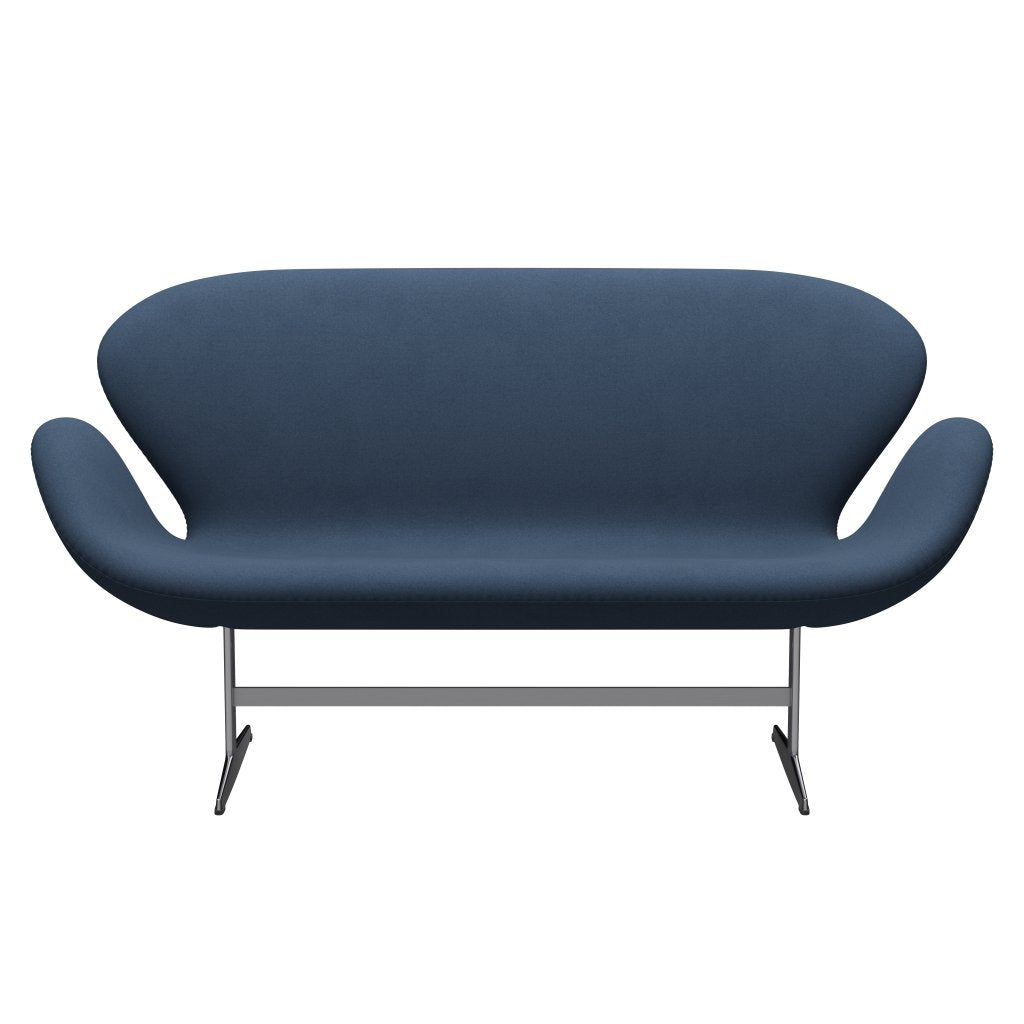 Fritz Hansen Swan Sofa 2 Seater, Satin Brushed Aluminium/Comfort Dark Grey (09074)