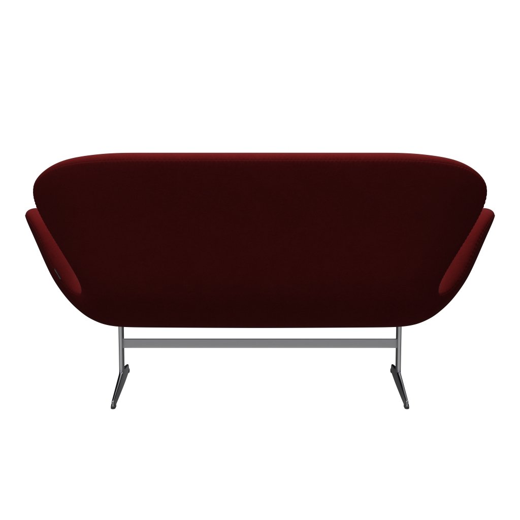 Fritz Hansen Swan Sofa 2 Seater, satén kartáčovaný hliník/pohodlí tmavě červená (01153)