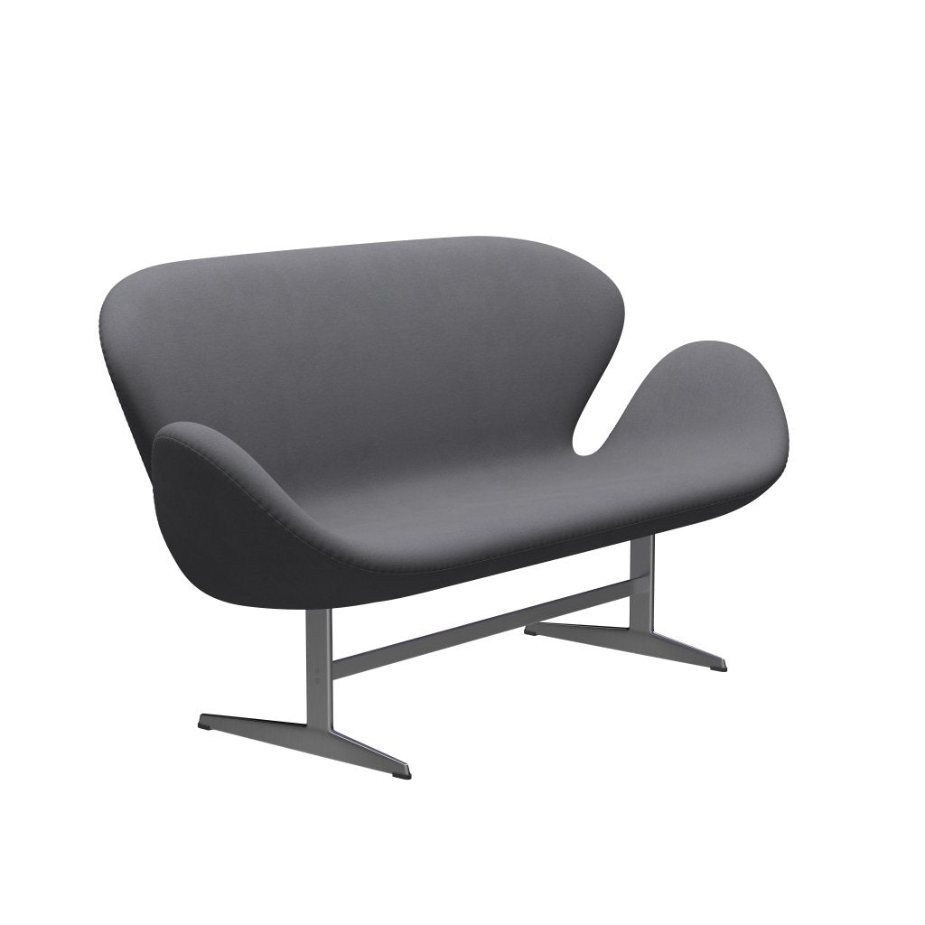 Fritz Hansen Swan Sofa 2 Seater, saténový kartáčovaný hliník/pohodlí šedá (01012)