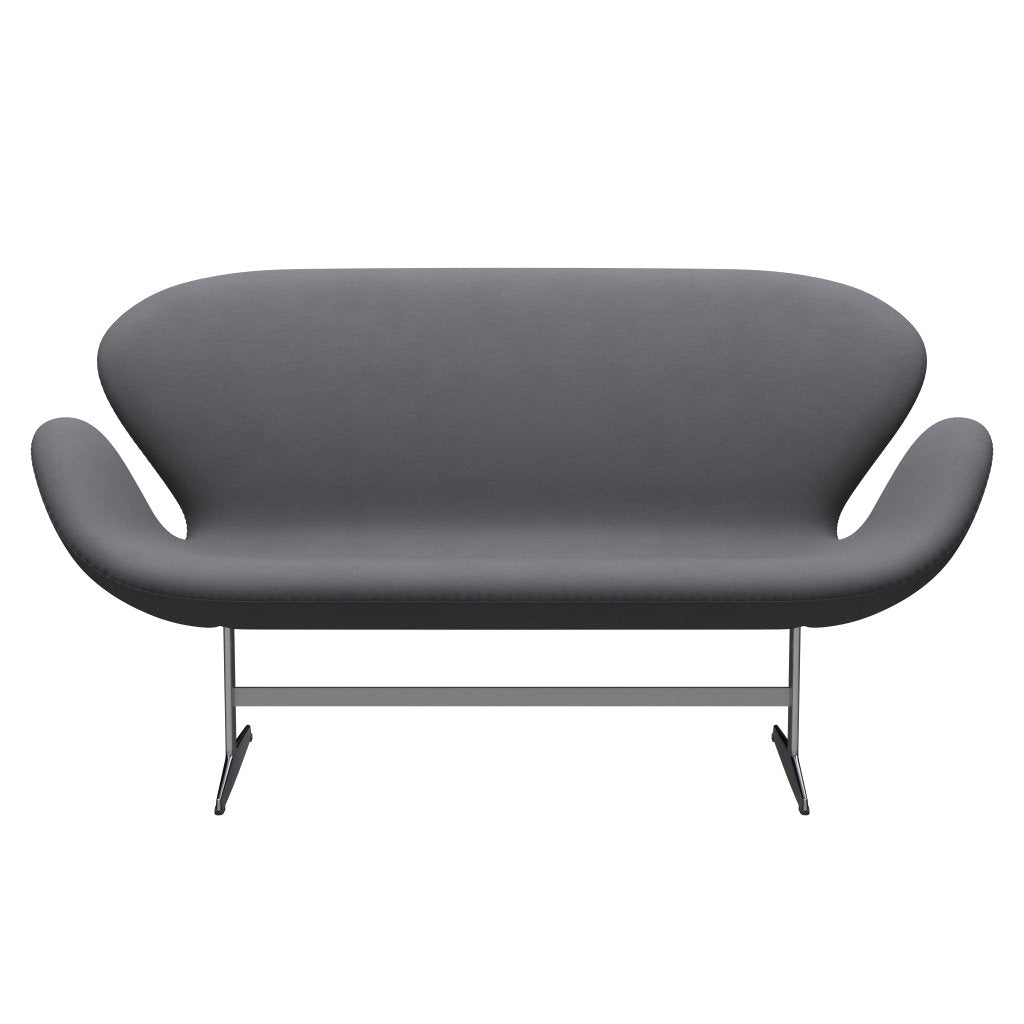 Fritz Hansen Swan Sofa 2 Seater, saténový kartáčovaný hliník/pohodlí šedá (01012)