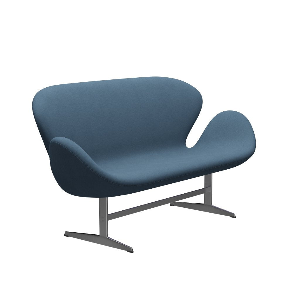 Fritz Hansen Swan Sofa 2 Seater, satén kartáčovaný hliník/pohodlí šedá (01160)