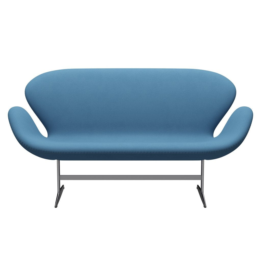 Fritz Hansen Swan Sofa 2 Seater, satén kartáčovaný hliník/pohodlí světle modrá (01124)