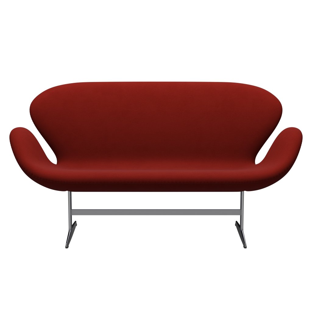 Fritz Hansen Swan Sofa 2 Seater, satén kartáčovaný hliník/komfort Rust Red (00028)