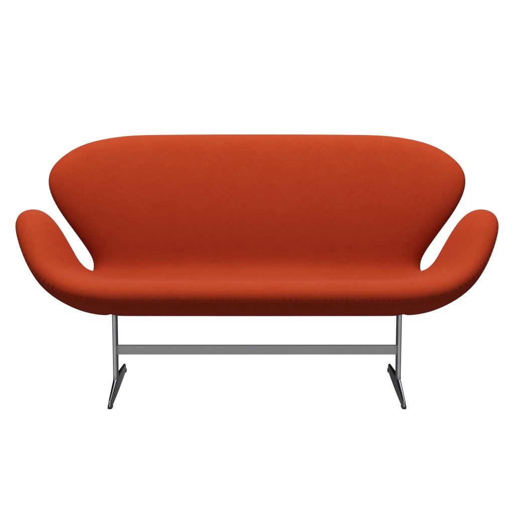 Fritz Hansen Swan Sofa 2 Seater, satén kartáčovaný hliník/komfort Rust Red (09055)