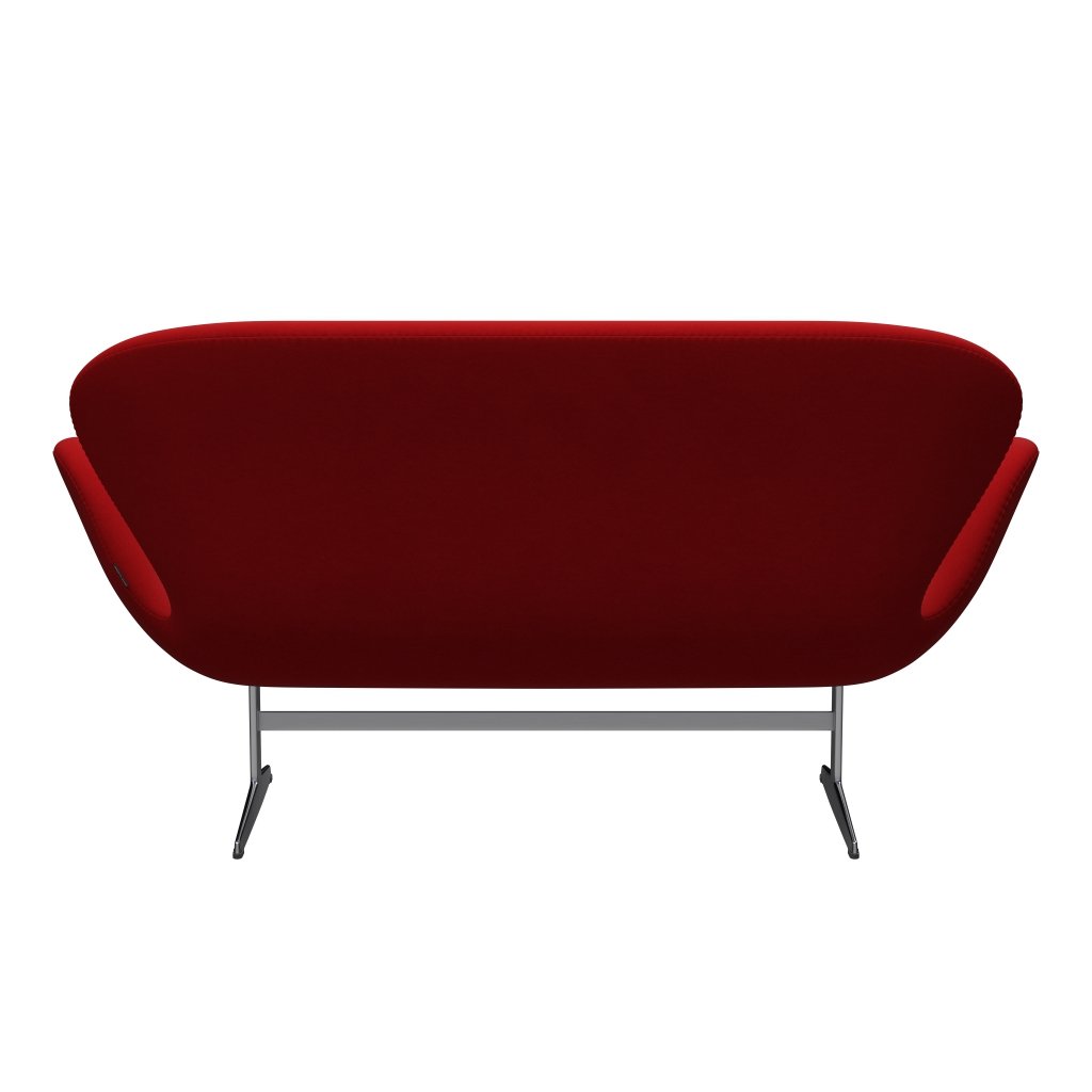 Fritz Hansen Swan Sofa 2 Seater, satén kartáčovaný hliník/pohodlí červená (01414)