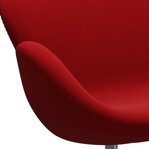 Fritz Hansen Swan Sofa 2 Seater, Satin Brushed Aluminium/Comfort Red (01414)