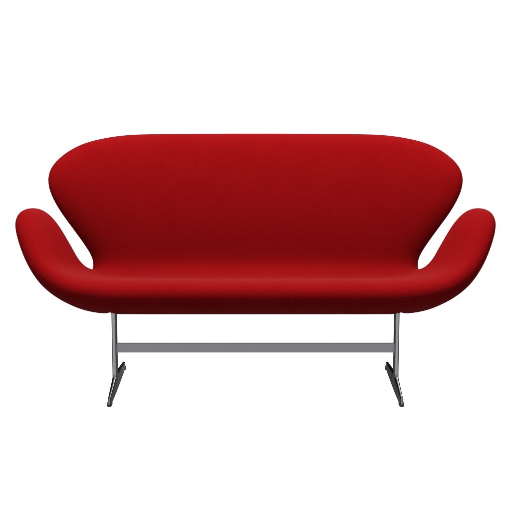 Fritz Hansen Swan Sofa 2 Seater, satén kartáčovaný hliník/pohodlí červená (01414)