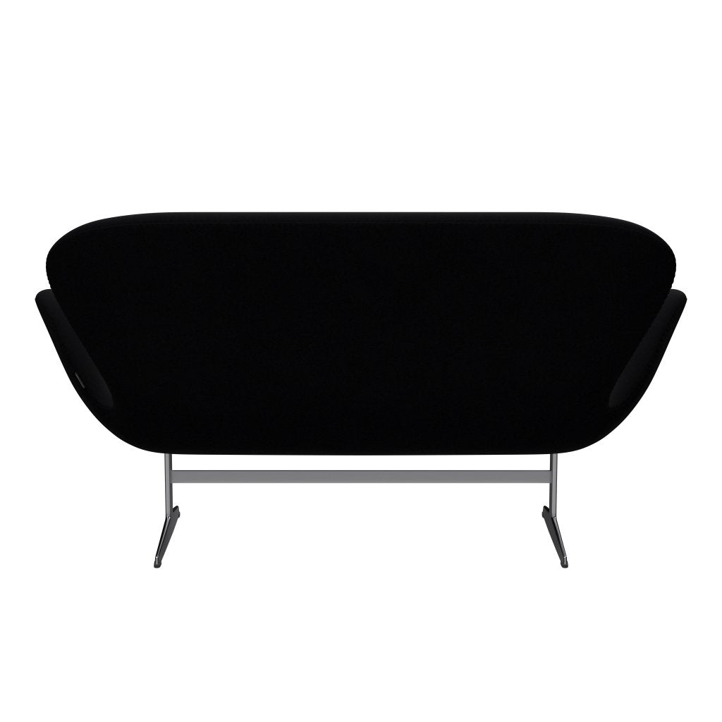 Fritz Hansen Swan Sofa 2 Seater, saténový kartáčovaný hliník/pohodlí černá (00050)