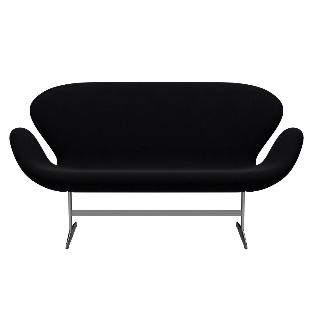 Fritz Hansen Swan Sofa 2 Seater, saténový kartáčovaný hliník/pohodlí černá (00050)