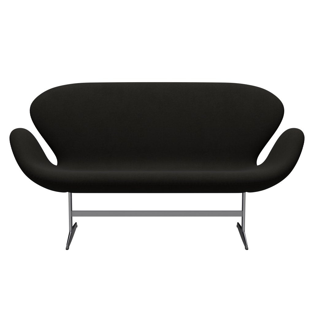 Fritz Hansen Swan Sofa 2 Seater, satén kartáčovaný hliník/pohodlí černá (61013)