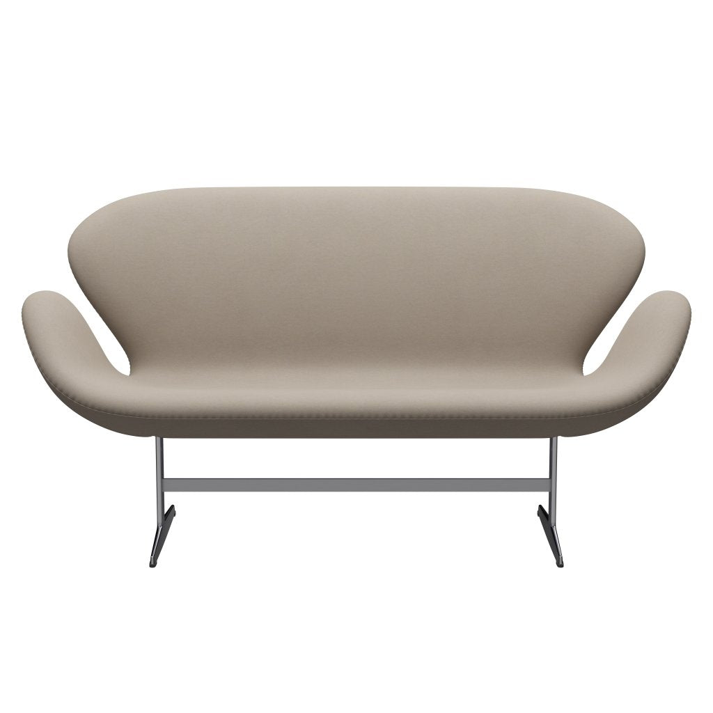 Fritz Hansen Swan Sofa 2 Seater, Satin Brushed Aluminium/Comfort White Grey