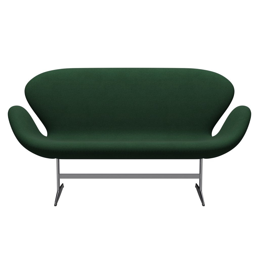 Fritz Hansen Swan Sofa 2 Seater, satén kartáčovaný hliník/Divina Dark Green (876)