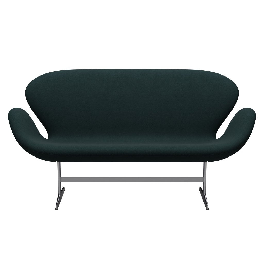 Fritz Hansen Swan Sofa 2 Seater, satén kartáčovaný hliník/Divina Dark Green (886)