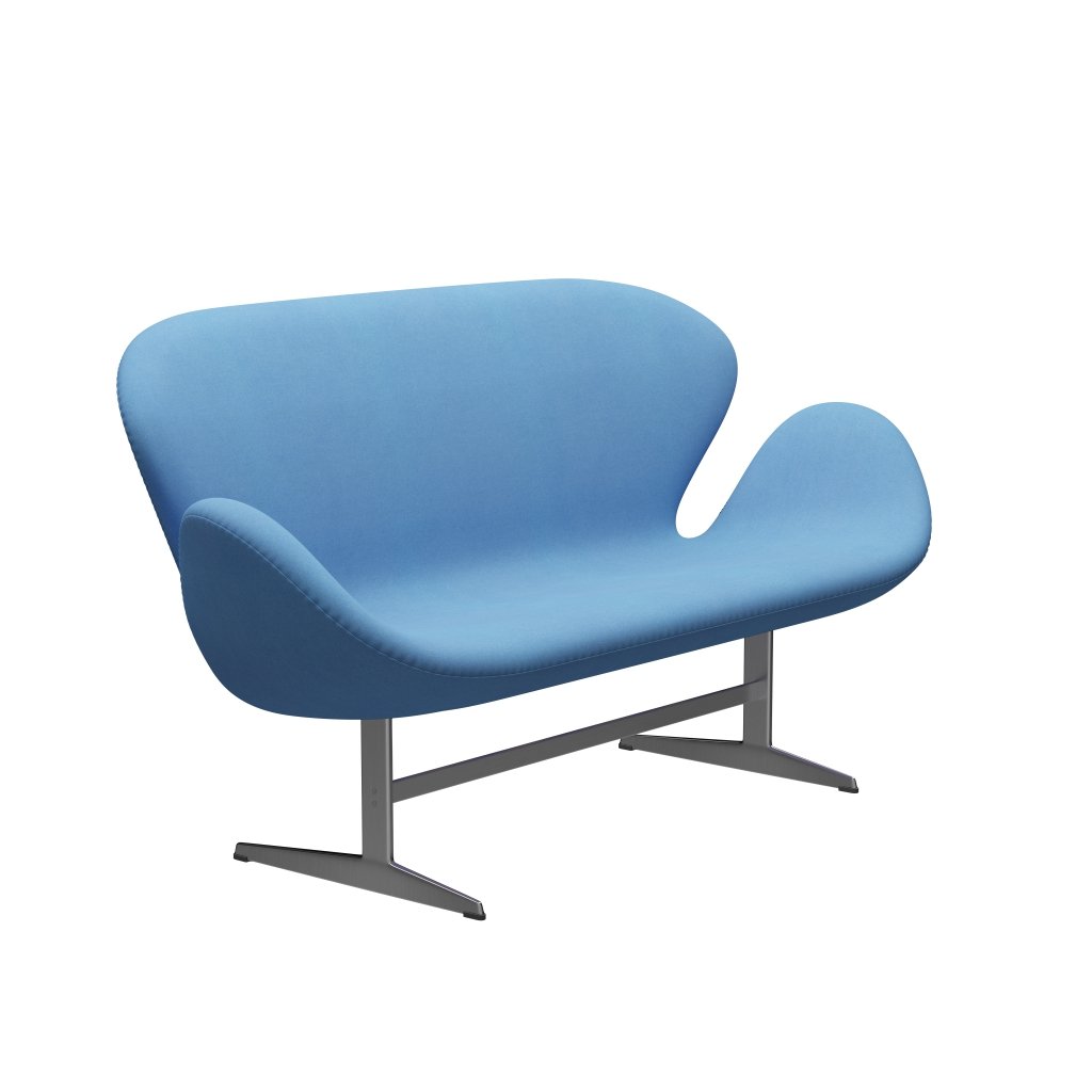 Fritz Hansen Swan Sofa 2 Seater, satén kartáčovaný hliník/Divina Light Blue (712)