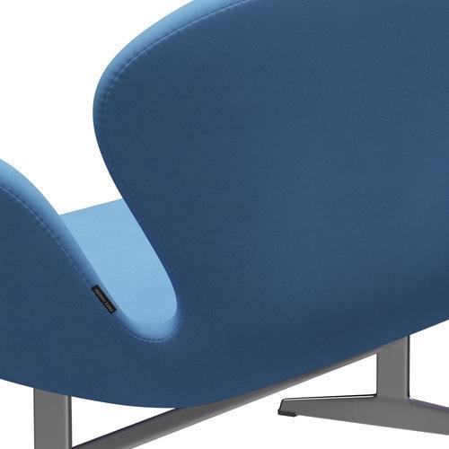 Fritz Hansen Swan Sofa 2 Seater, satén kartáčovaný hliník/Divina Light Blue (712)