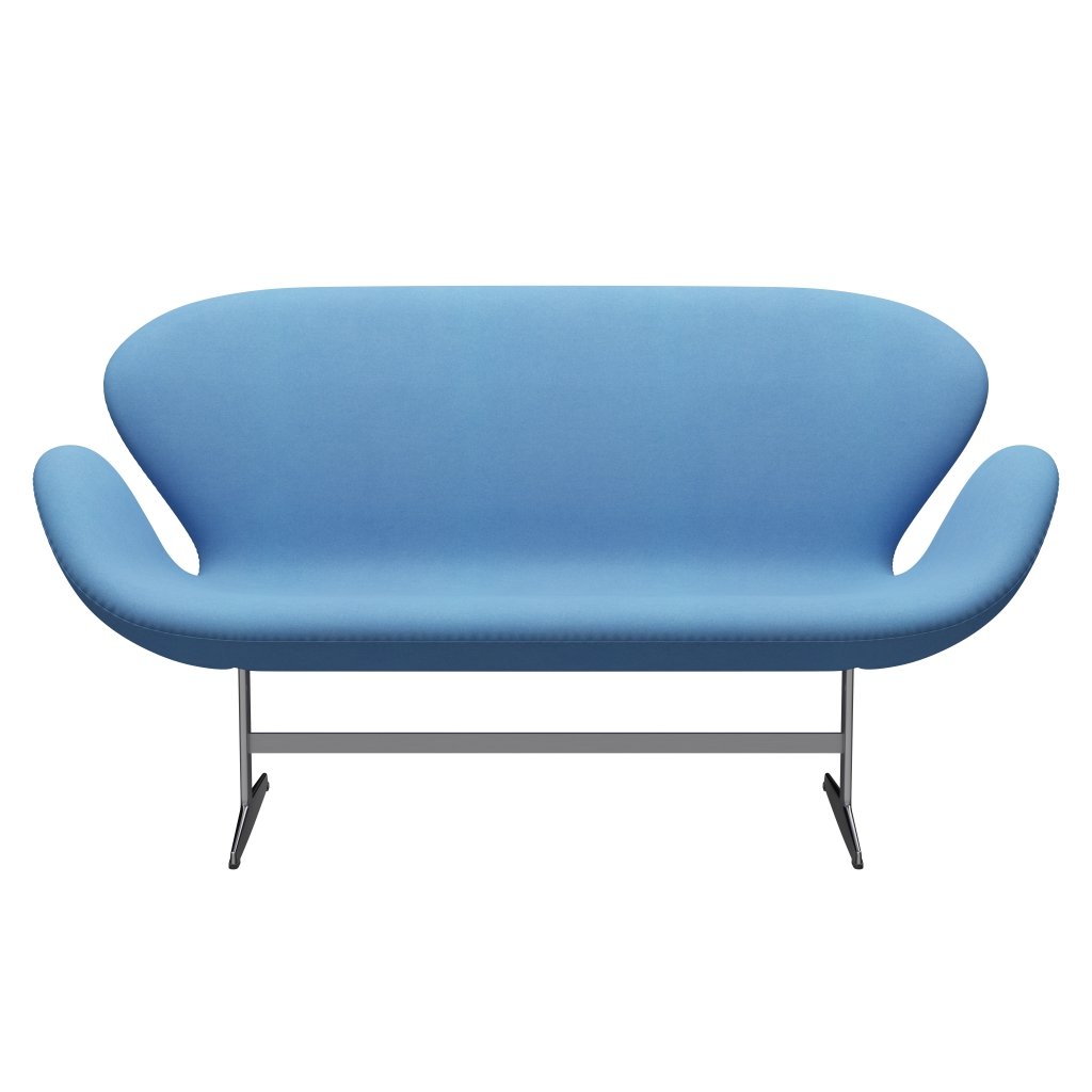 Fritz Hansen Swan Sofa 2 Seater, satén kartáčovaný hliník/Divina Light Blue (712)