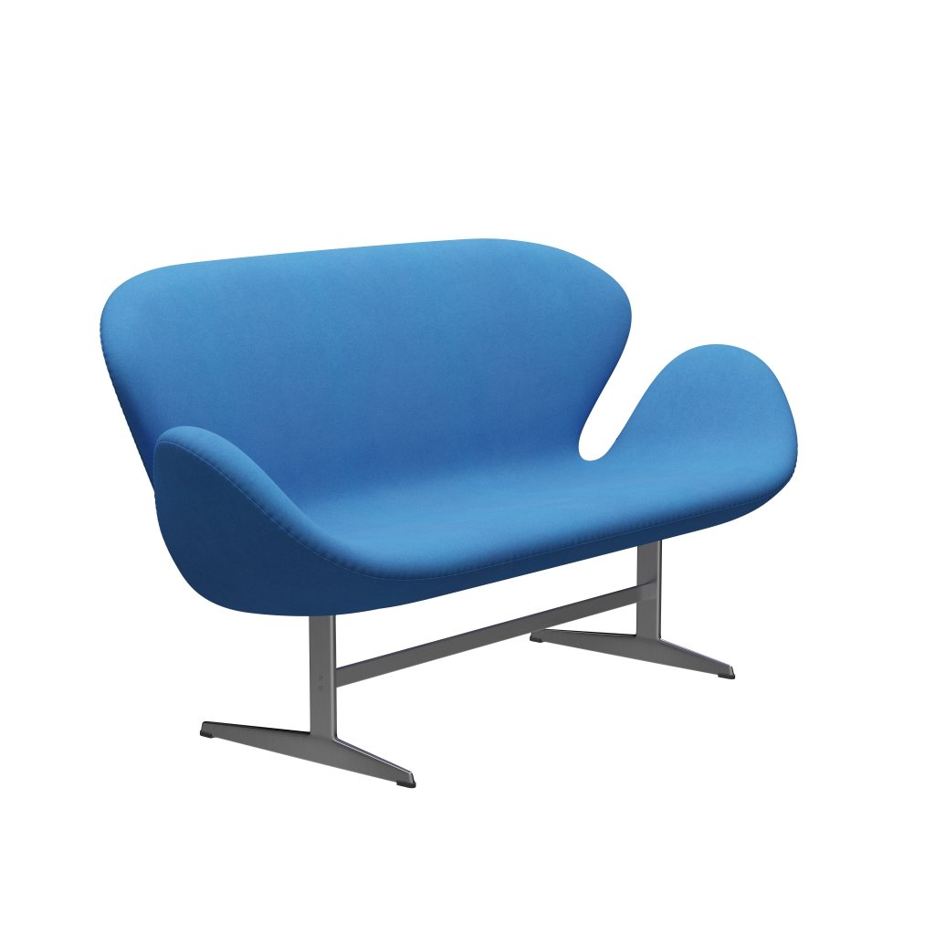 Fritz Hansen Swan Sofa 2 Seater, satén kartáčovaný hliník/Divina Light Blue (742)