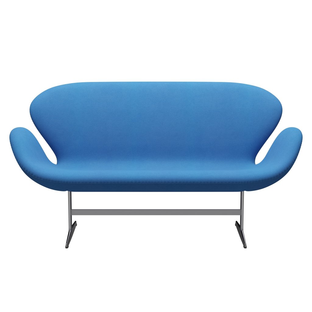 Fritz Hansen Swan Sofa 2 Seater, satén kartáčovaný hliník/Divina Light Blue (742)