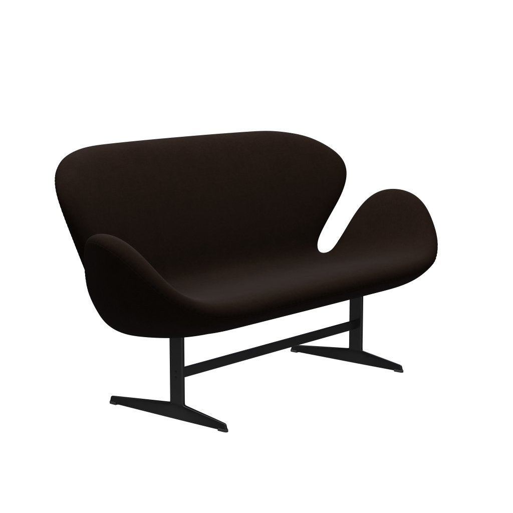 Fritz Hansen Swan Sofa 2 Seater, Black Lacquered/Comfort Brown (01566)