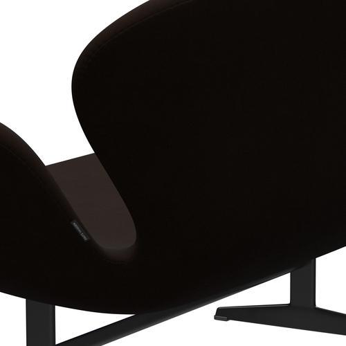 Fritz Hansen Swan Sofa 2 Seater, Black Lacquered/Comfort Brown (01566)