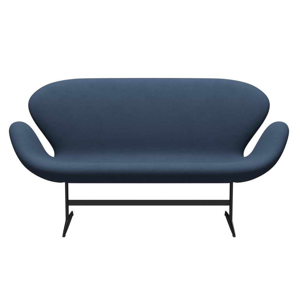 Fritz Hansen Swan Sofa 2 Seater, Black Lacquered/Comfort Dark Grey (09074)