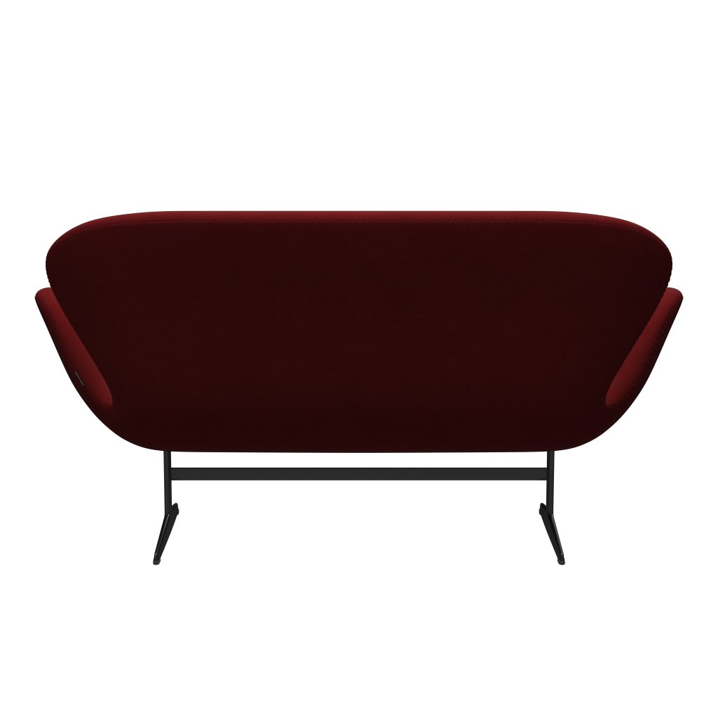 Fritz Hansen Swan Sofa 2 Seater, Black Lacquered/Comfort Dark Red (01153)