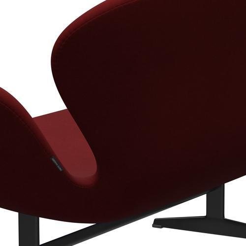 Fritz Hansen Swan Sofa 2 Seater, Black Lacquered/Comfort Dark Red (01153)