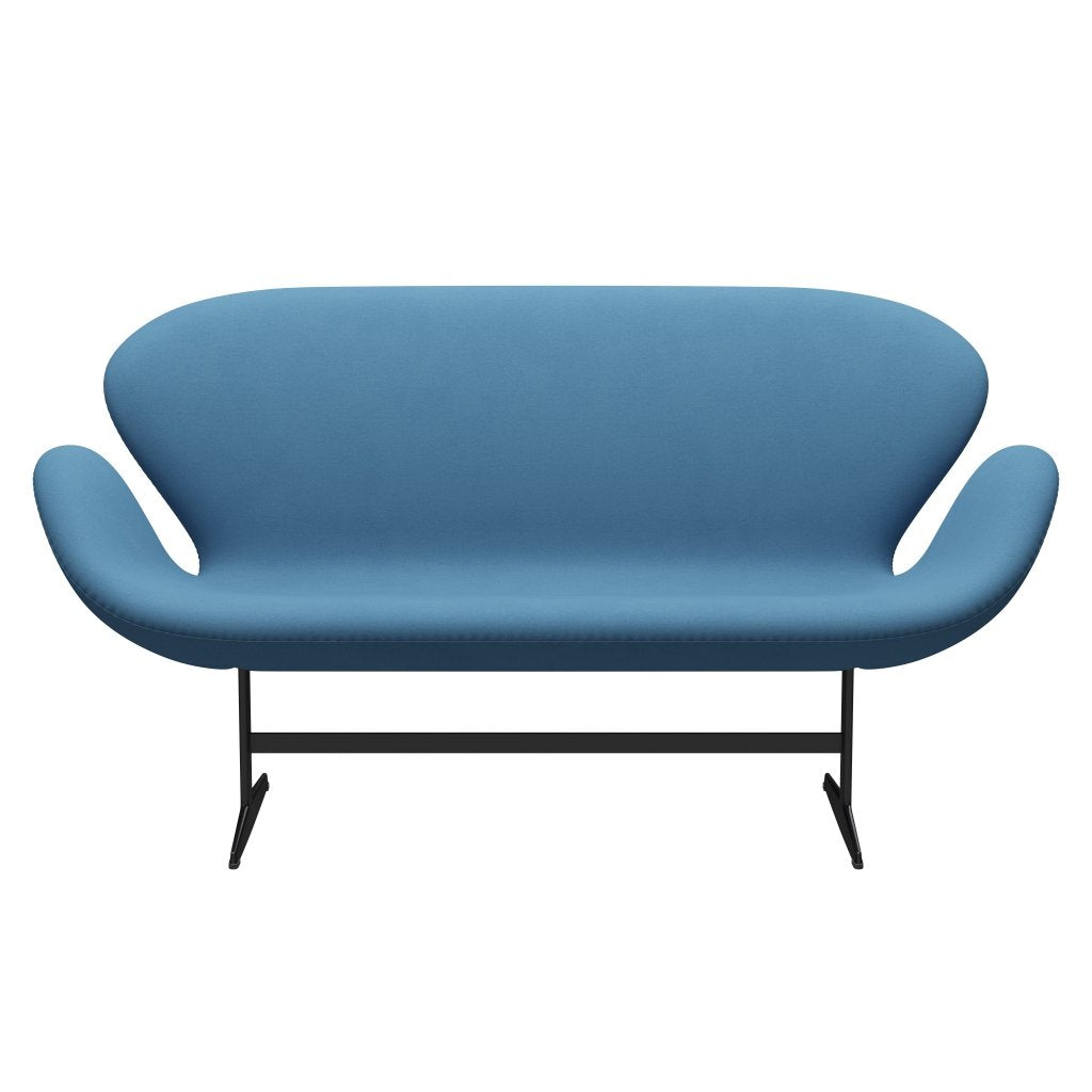 Fritz Hansen Swan Sofa 2 Seater, černý lak/pohodlí světle modrá (01124)