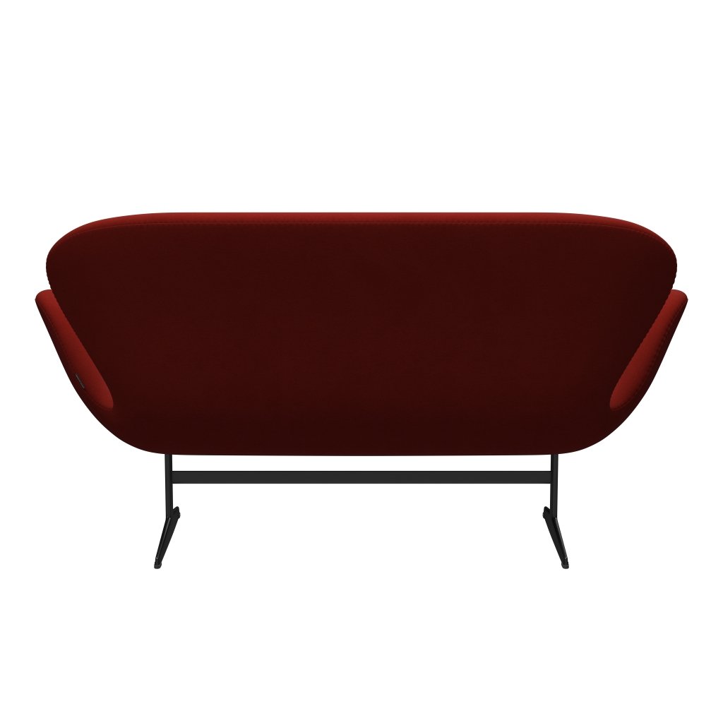 Fritz Hansen Swan Sofa 2 Seater, Black Lacquered/Comfort Rust Red (00028)