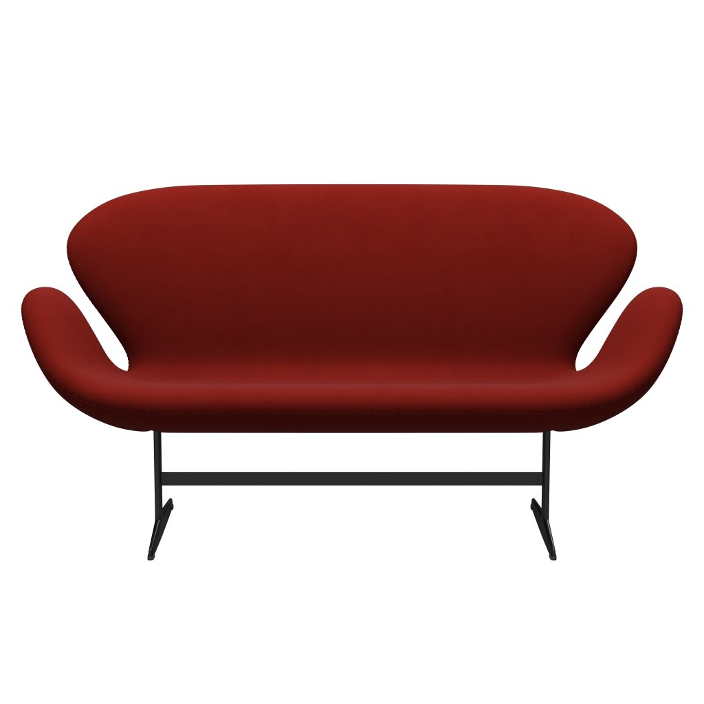 Fritz Hansen Swan Sofa 2 Seater, černý lak/comfort red red (00028)