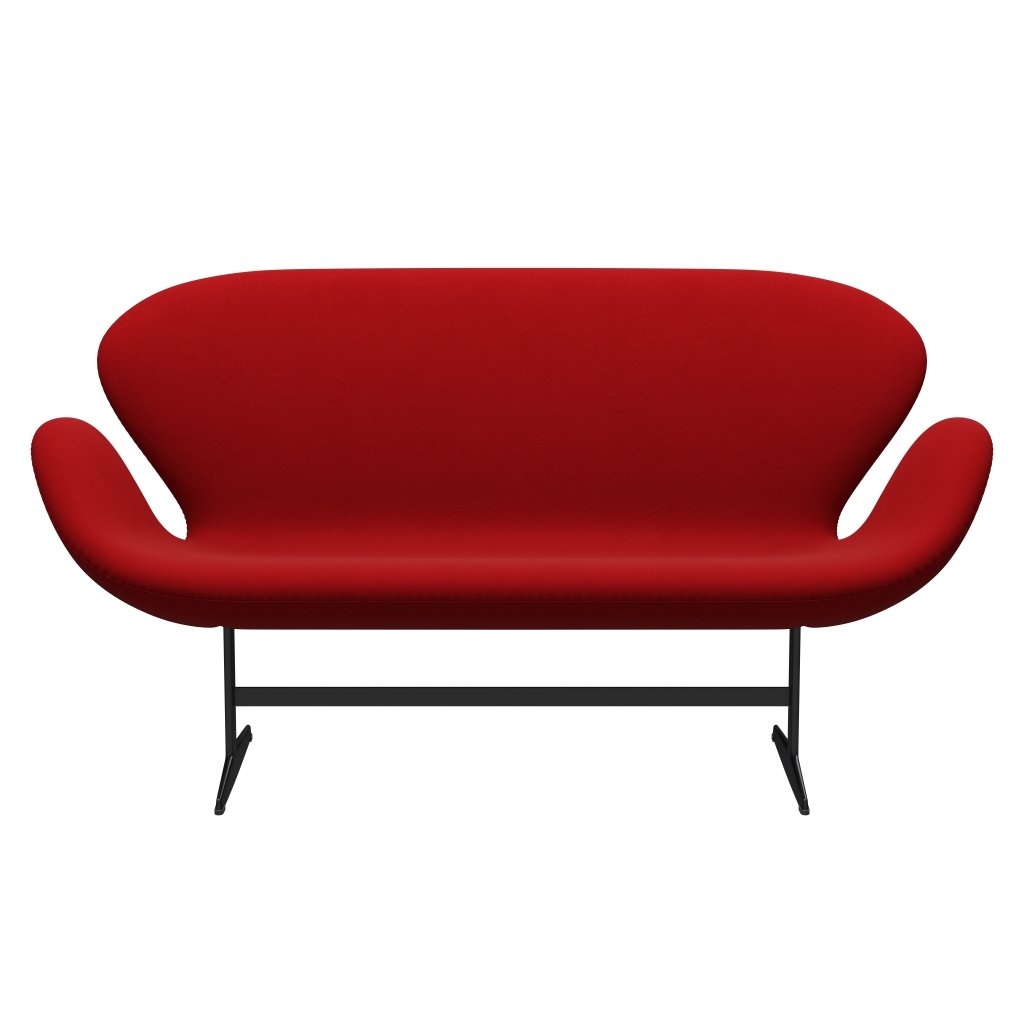 Fritz Hansen Swan Sofa 2 Seater, Black Lacquered/Comfort Red (01414)