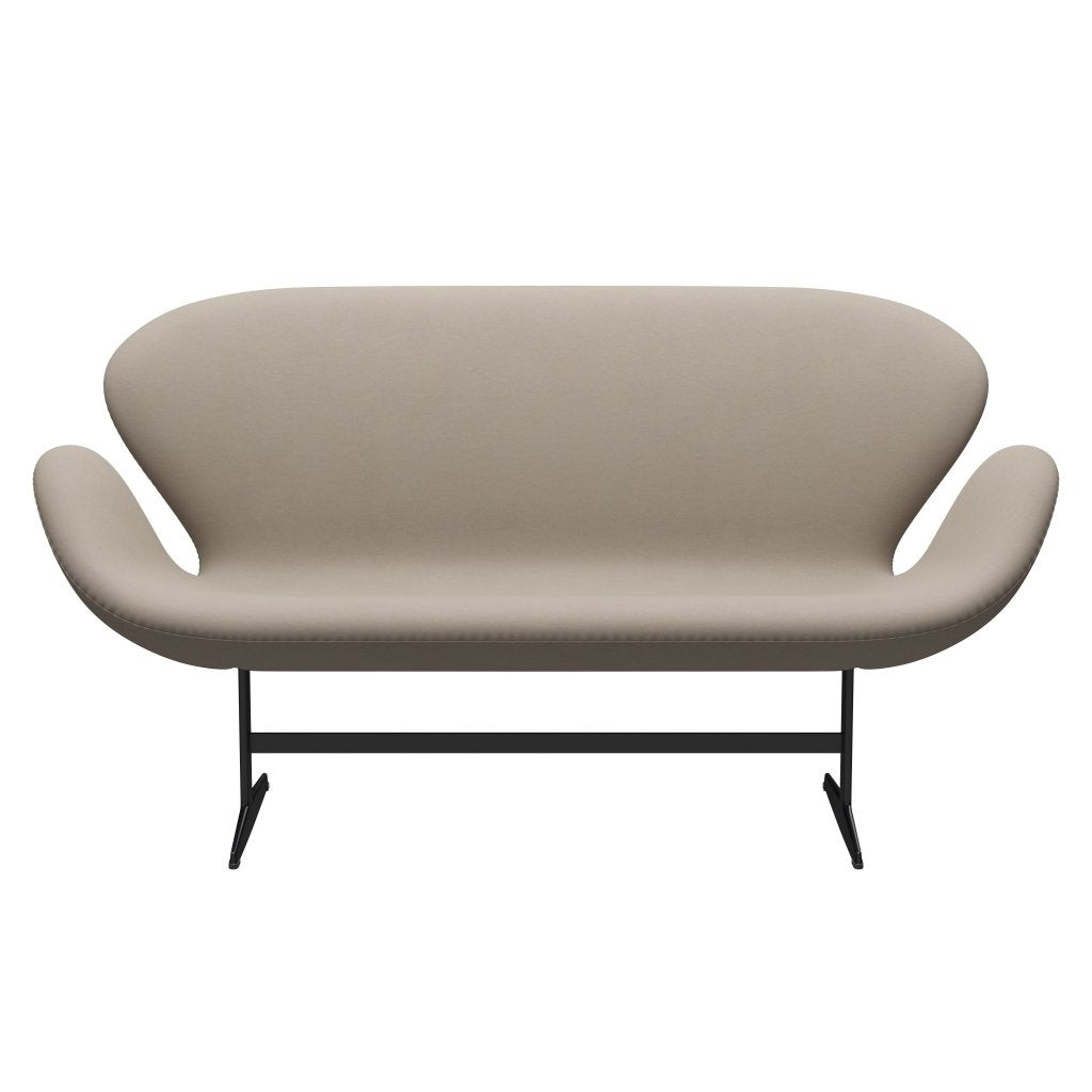 Fritz Hansen Swan Sofa 2 Seater, Black Lacquered/Comfort White Grey