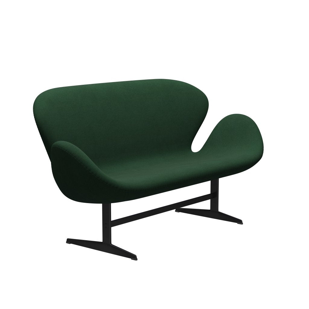 Fritz Hansen Swan Sofa 2 Seater, Black Lacquered/Divina Dark Green (876)