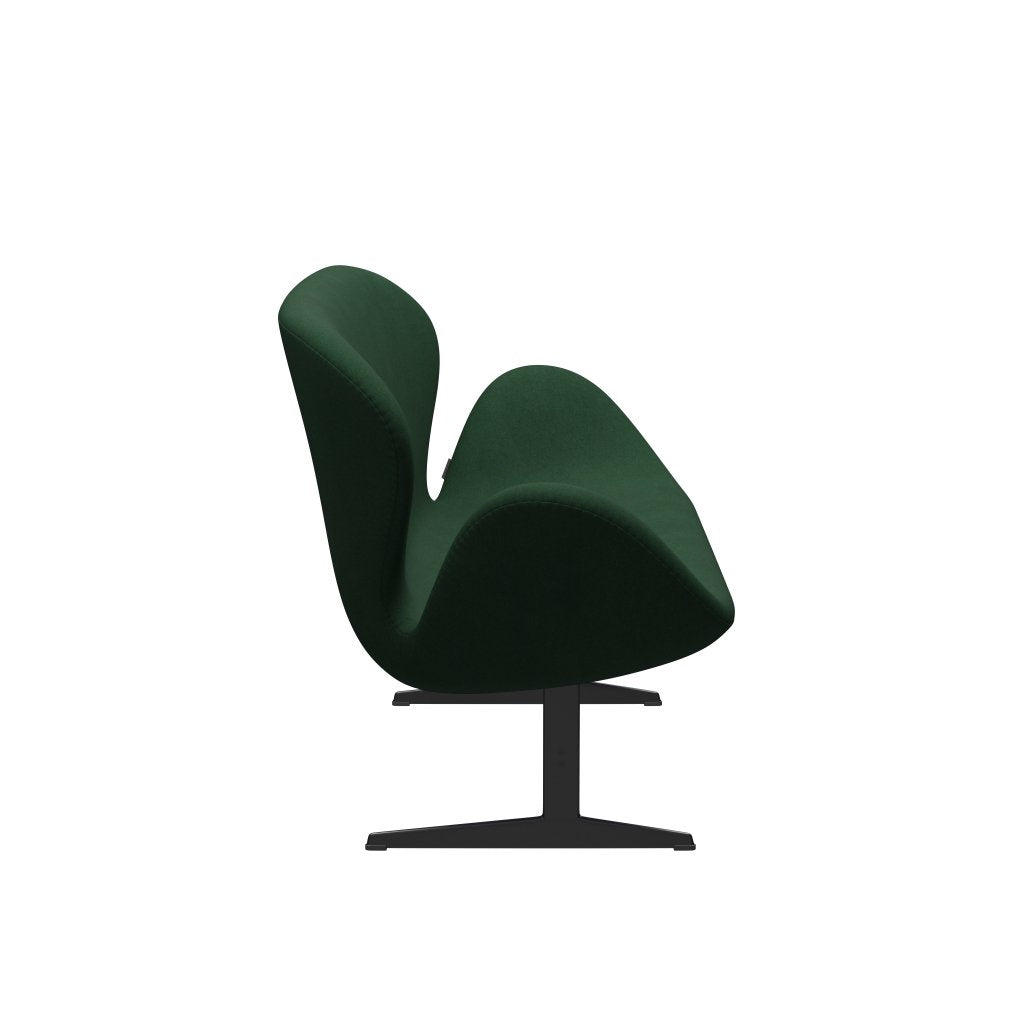 Fritz Hansen Swan Sofa 2 Seater, Black Lacquered/Divina Dark Green (876)