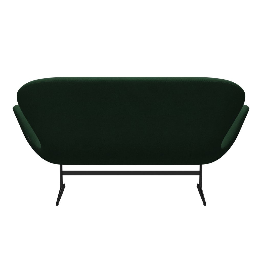 Fritz Hansen Swan Sofa 2 Seater, Black Lacquered/Divina Dark Green (876)