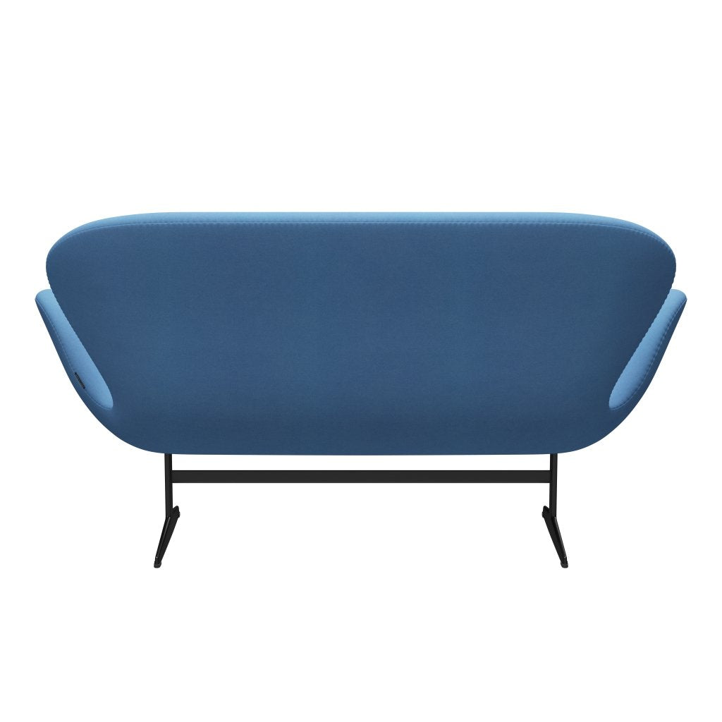 Fritz Hansen Swan Sofa 2 Seater, černá lakovaná/Divina Light Blue (712)