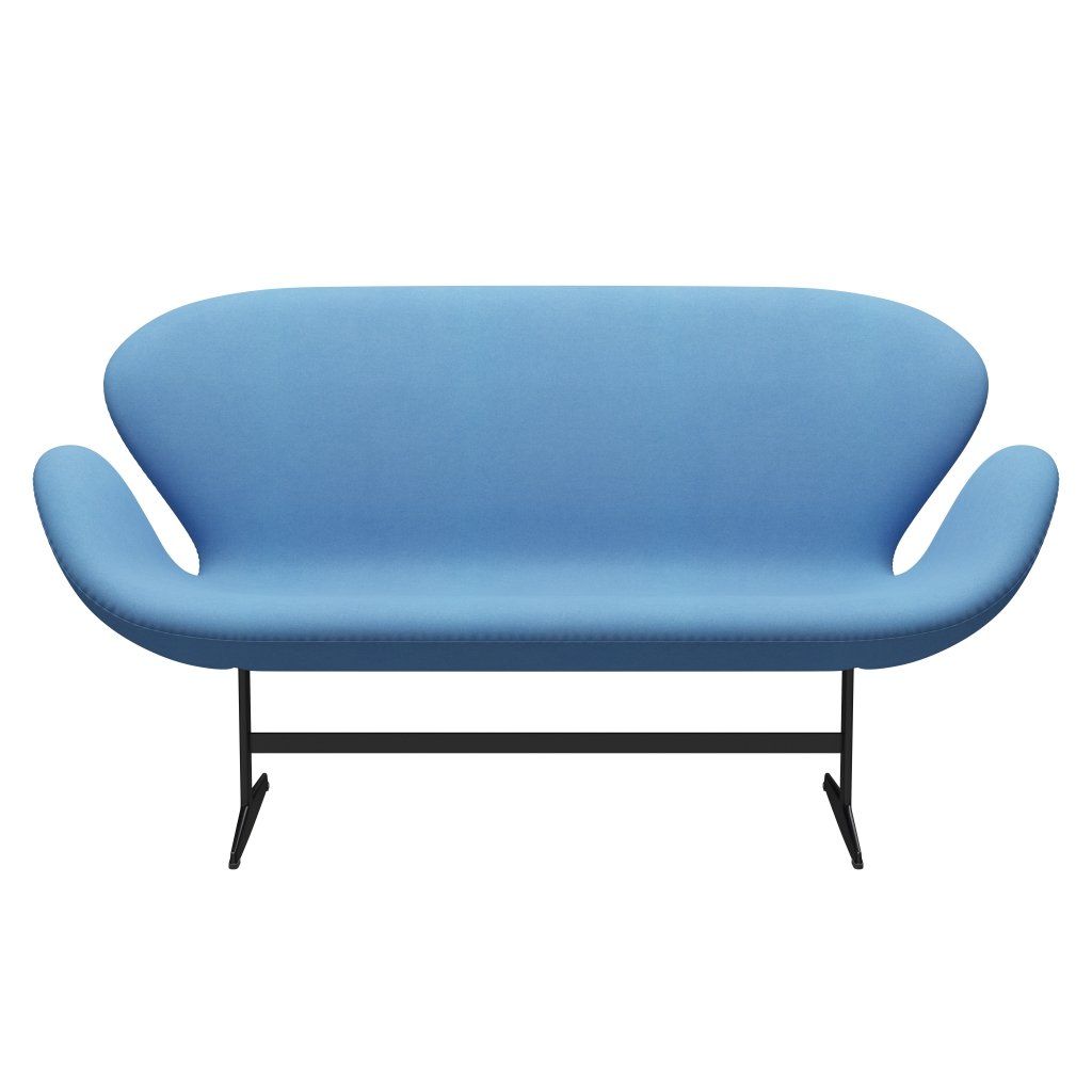 Fritz Hansen Swan Sofa 2 Seater, Black Lacquered/Divina Light Blue (712)