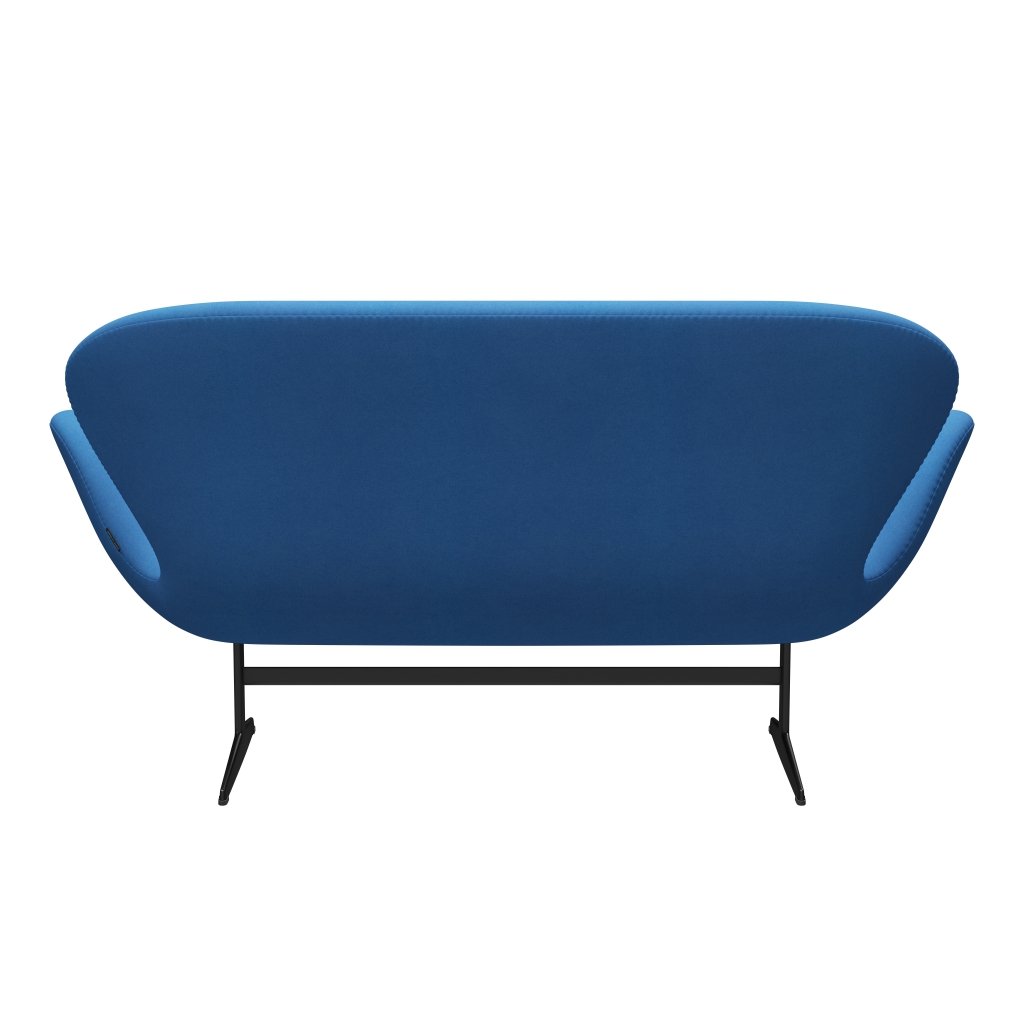 Fritz Hansen Swan Sofa 2 Seater, černá lakovaná/Divina Light Blue (742)