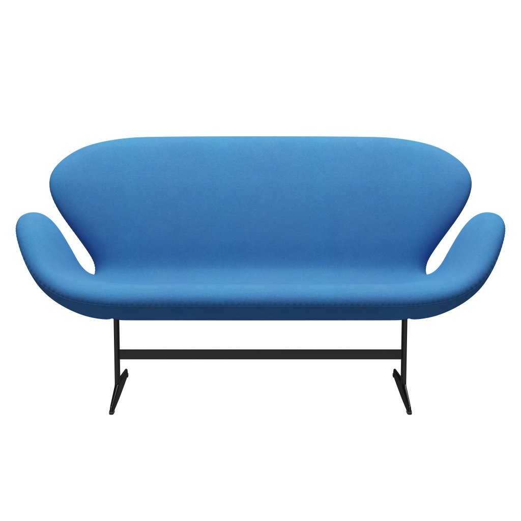 Fritz Hansen Swan Sofa 2 Seater, Black Lacquered/Divina Light Blue (742)