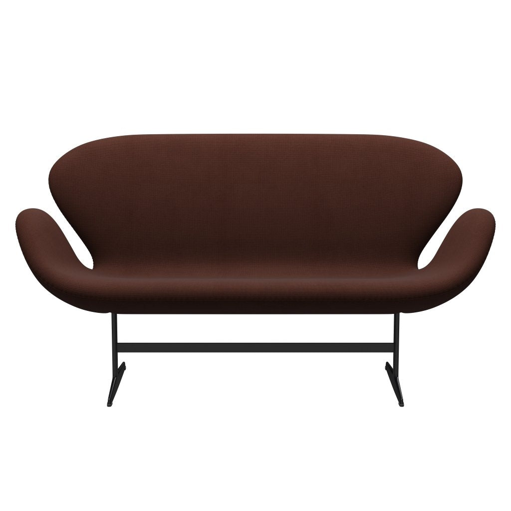 Fritz Hansen Swan Sofa 2 Seater, Black Lacquered/Fame Brown (61047)