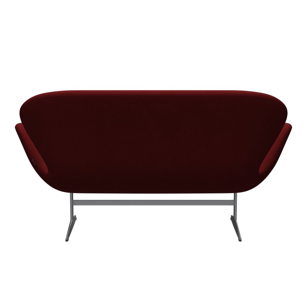 Fritz Hansen Swan Sofa 2 Seater, stříbrná šedá/pohodlí tmavě červená (01153)