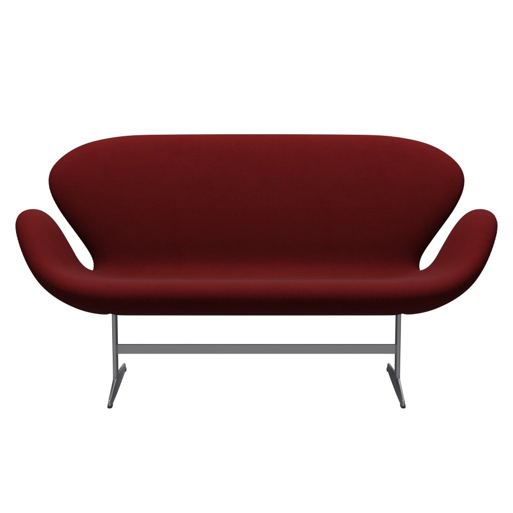 Fritz Hansen Swan Sofa 2 Seater, stříbrná šedá/pohodlí tmavě červená (01153)