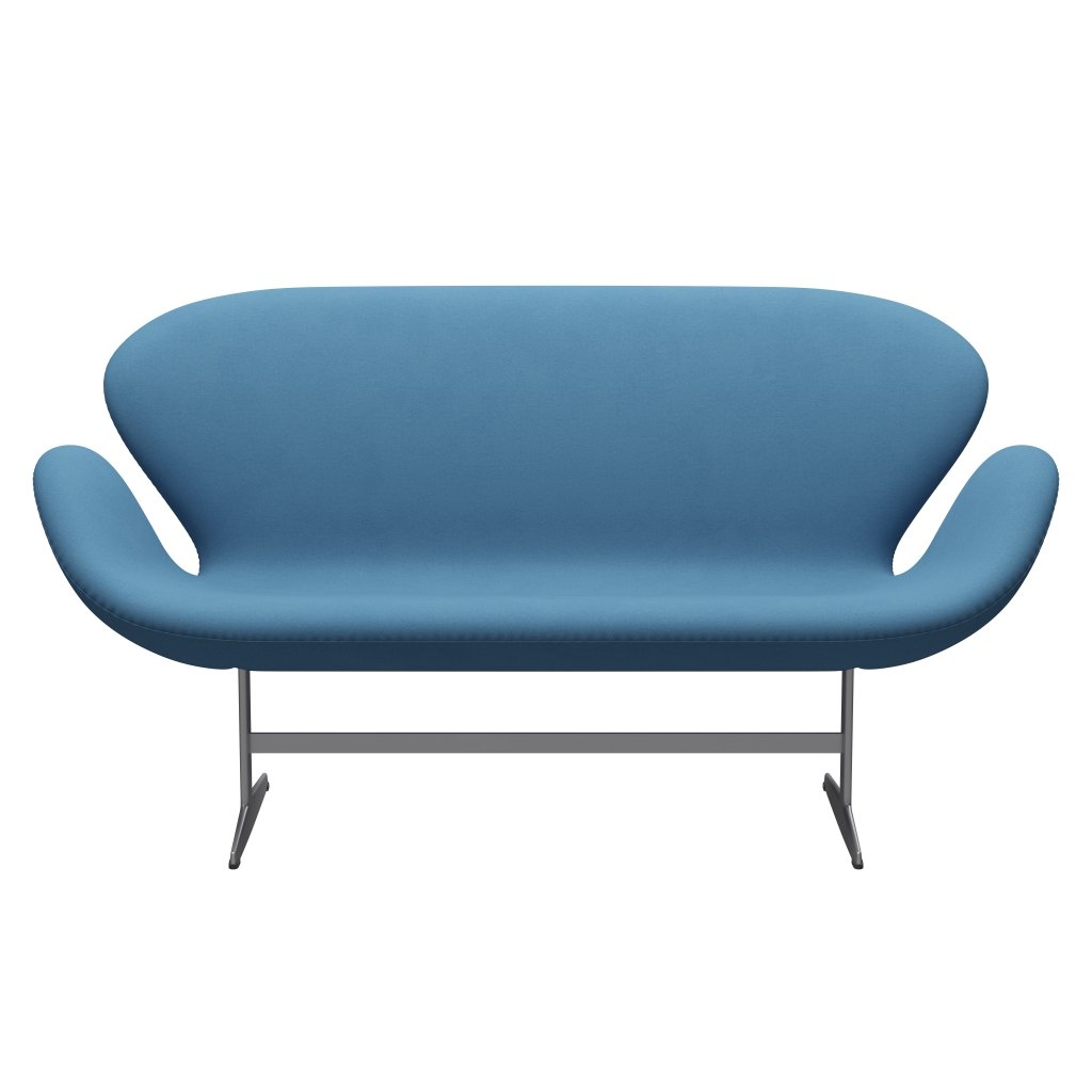 Fritz Hansen Swan Sofa 2 Seater, stříbrná šedá/pohodlí světle modrá (01124)